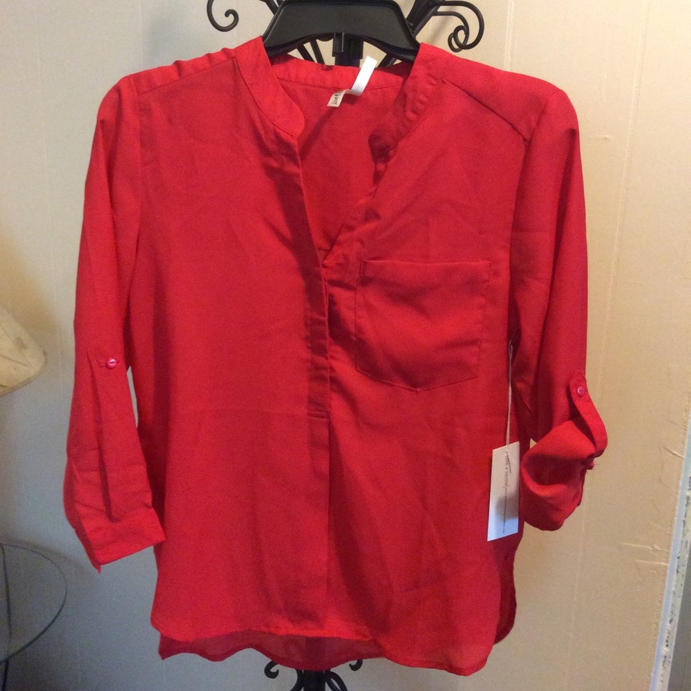 Red chiffon blouse